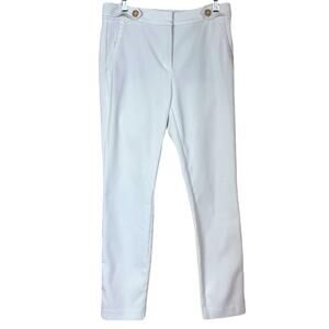 LOFT Skinny Ankle Pants High Rise Flat Front Slim Fit Solid White Women’s Size 4